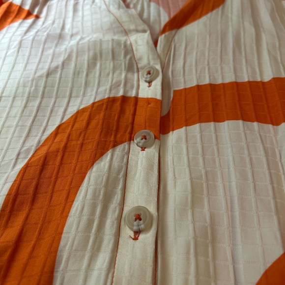 ANTHROPOLOGIE Tiered Buttondown Maxi Dress Orange Motif L‎ - Picture 10 of 16